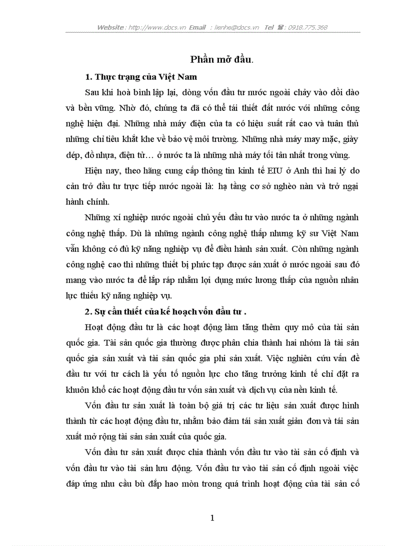 Thực trạng thu hút vốn FDI ở VN giai đoạn 2001 2005