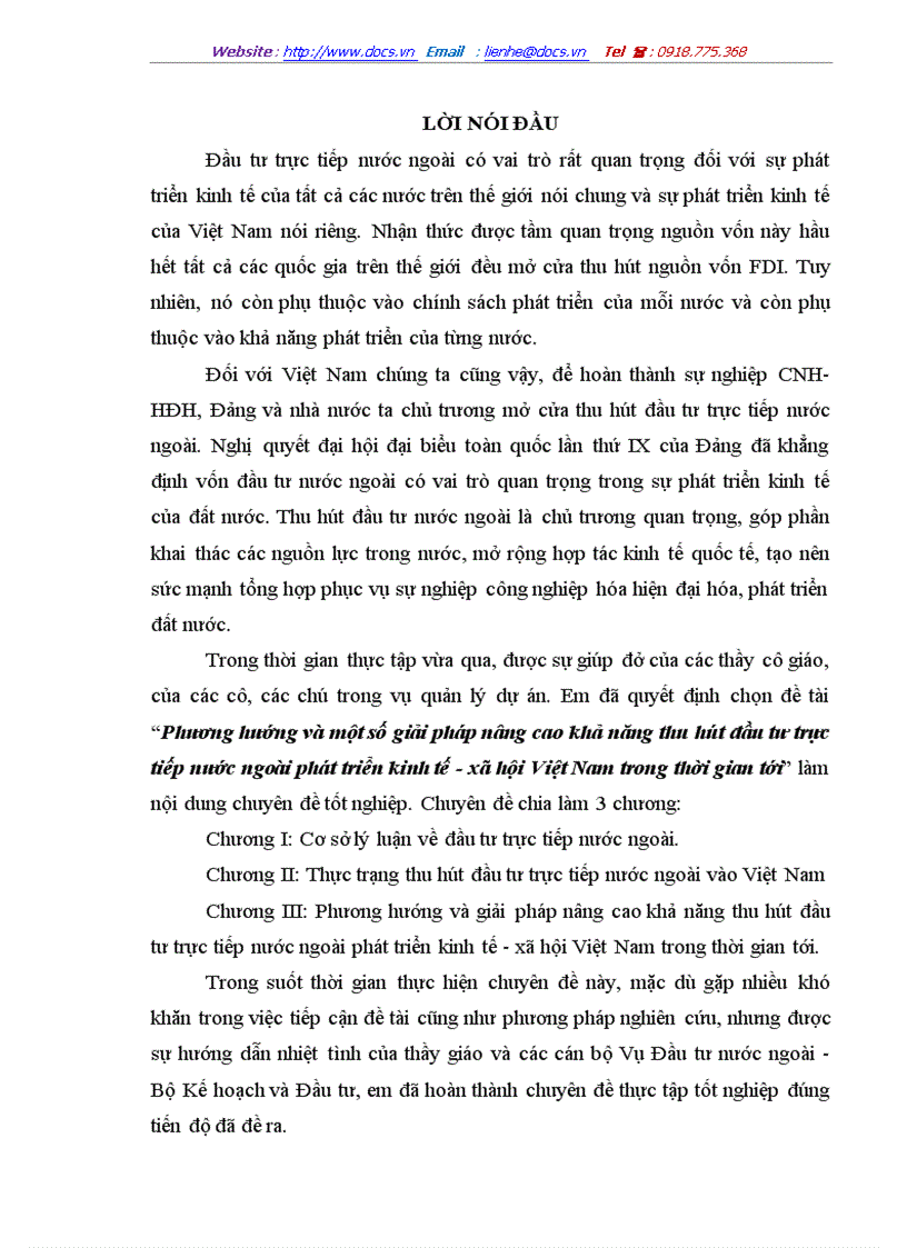 Phương hướng và một số giải pháp nhằm nâng cao khả năng thu hút fdi phát triển kinh tế xã hội việt nam trong thời gian tới