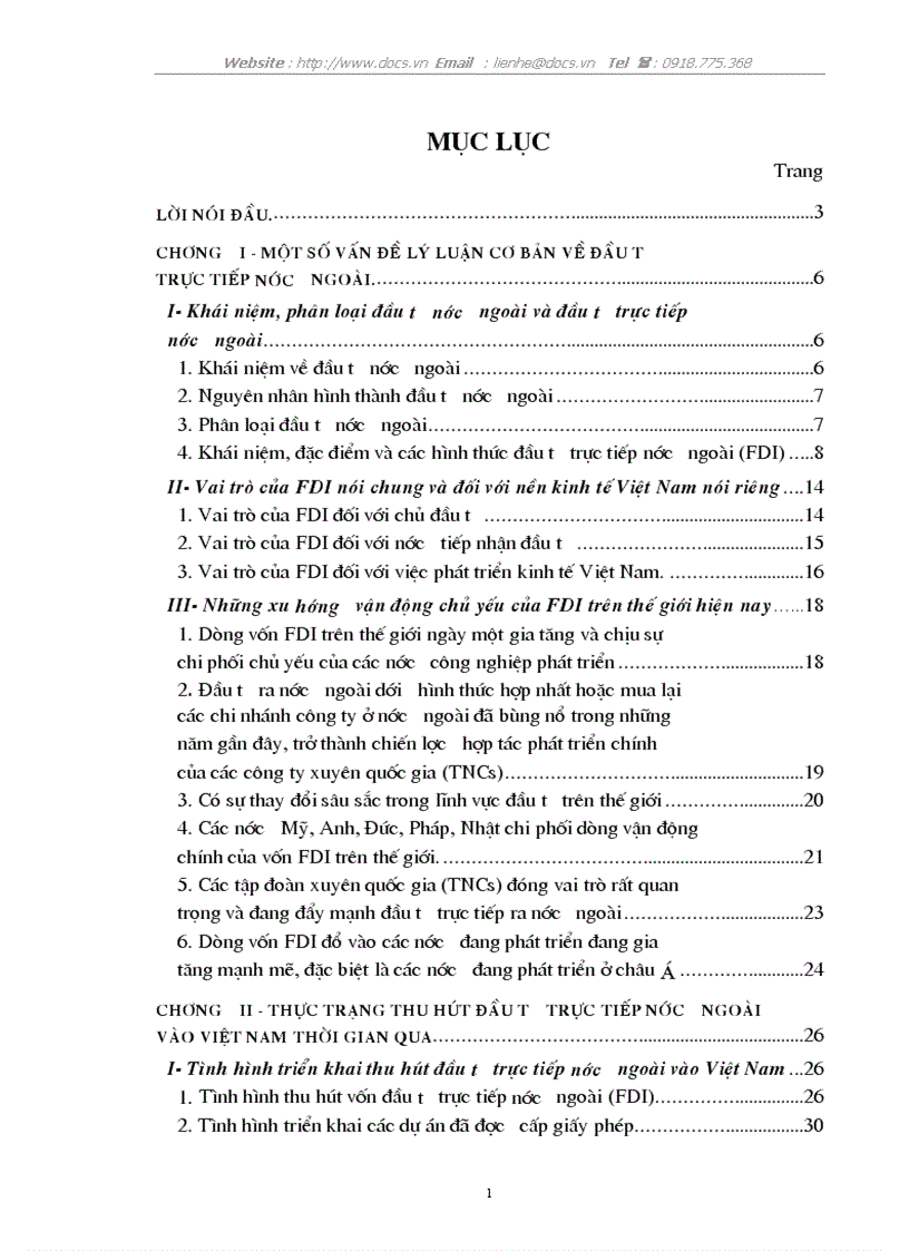 1số giải pháp chủ yếu nhằm thu hút có hiệu quả FDI vào VN