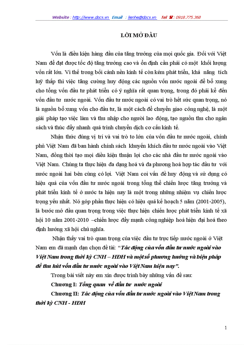 Một số phương hướng và biện pháp để thu hút vốn đầu tư nước ngoài vào việt nam hiện nay