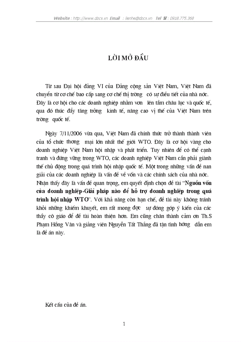 Nguồn vốn của doanh nghiệp Giảỉ pháp nào để hỗ trợ doanh nghiệp trong quá trình hội nhập WTO
