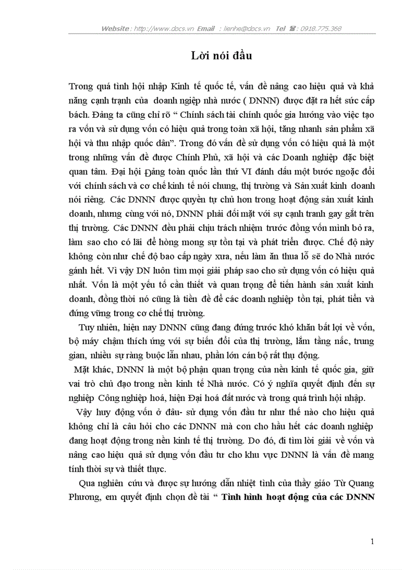 Tình hình hoạt động của các DNNN và một số các giải pháp nhằm nâng cao hiệu quả sử dụng vốn đầu tư trong các DNNN ở Việt Nam hiện nay