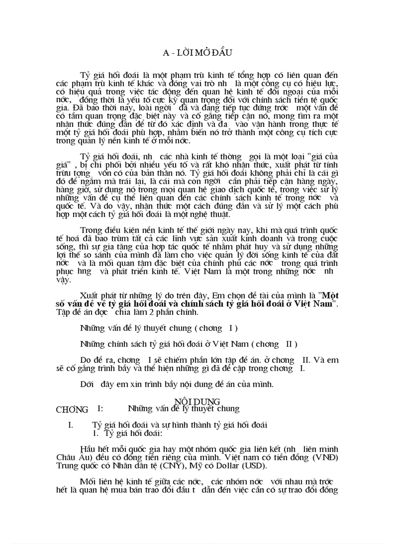 Một số vấn đề về tỷ giá hối đoái và chính sách tỷ giá hối đoái ở Việt Nam