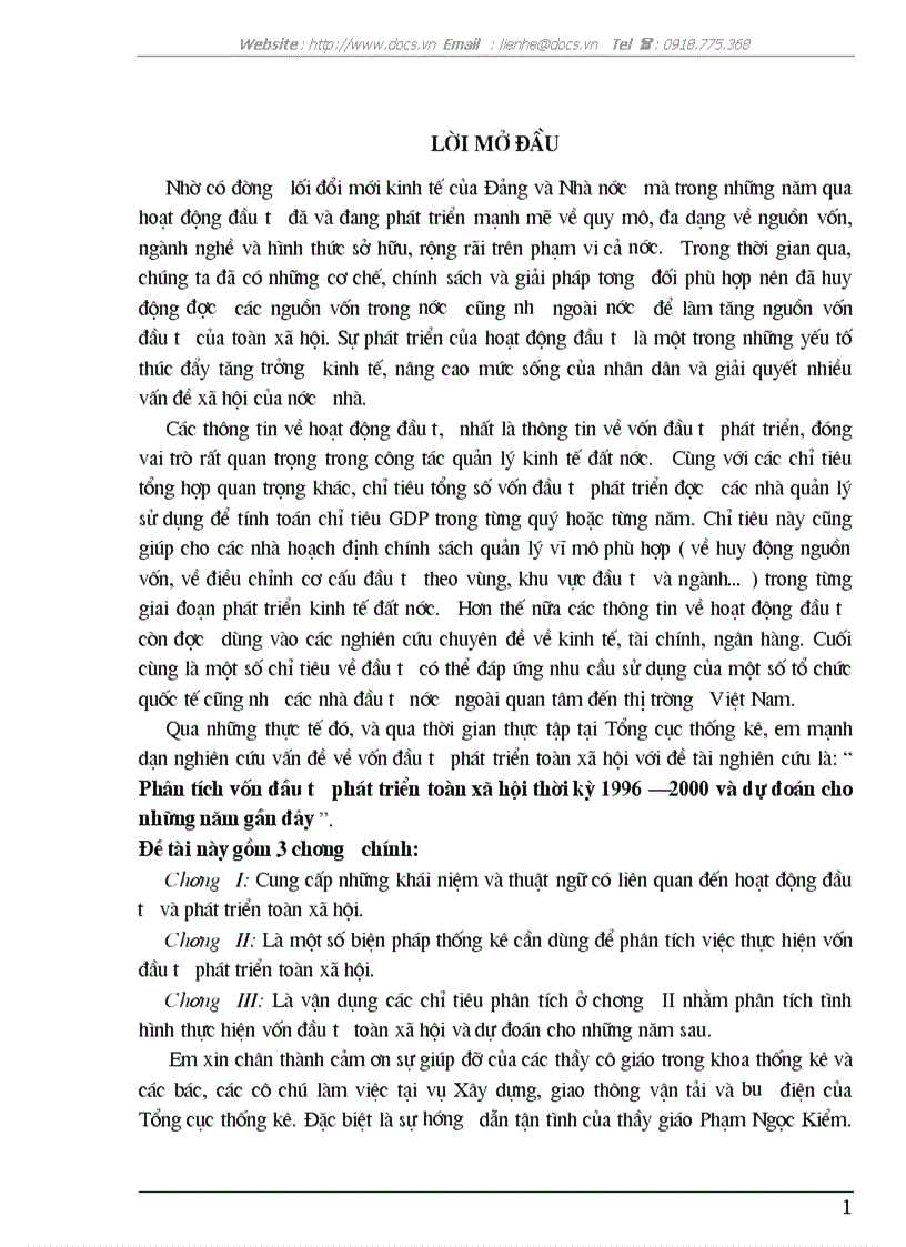 Ptích vốn đầu tư phát triển toàn xã hội thời kỳ 1996 2000 dự đoán cho những năm gần đây