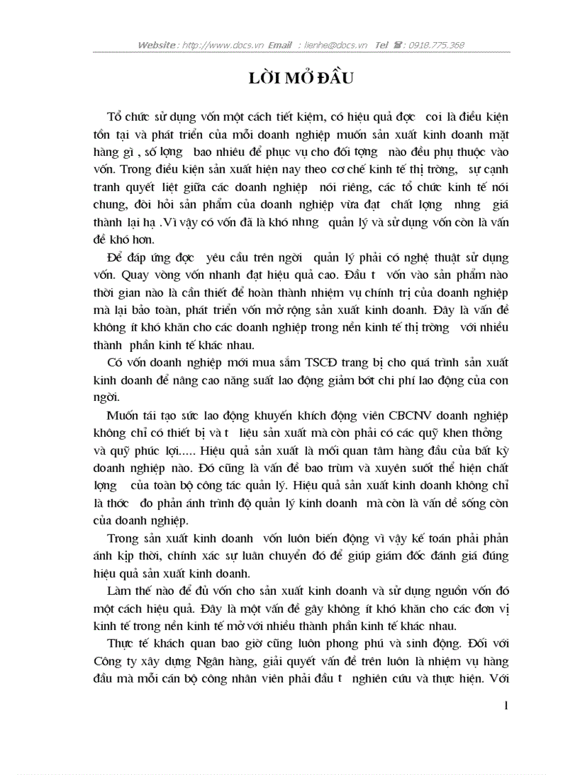 Hiệu quả sử dụng vốn ở C ty Xây dựng Ngân Hàng