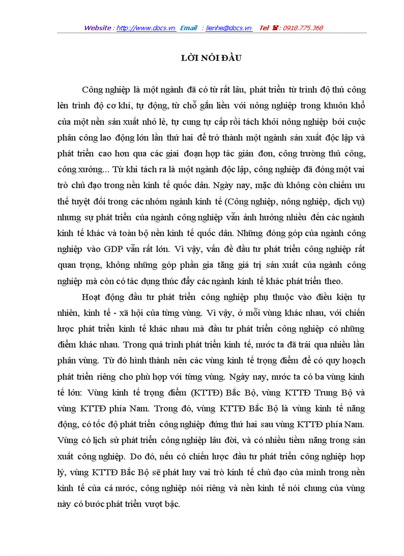 Một số giải pháp nhằm nâng cao hiệu quả của đầu tư phát triển công nghiệp vùng kttđ bắc bộ