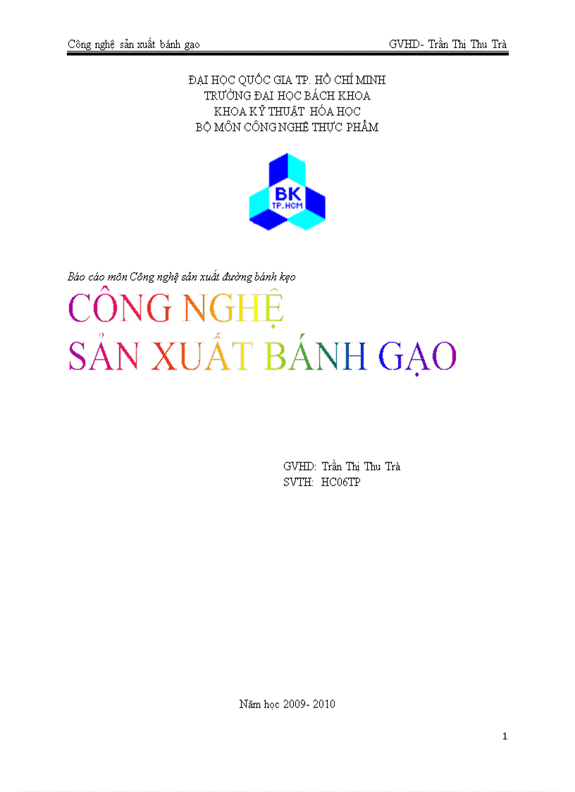 Công nghệ sản xuất bánh gạo 2009 2010