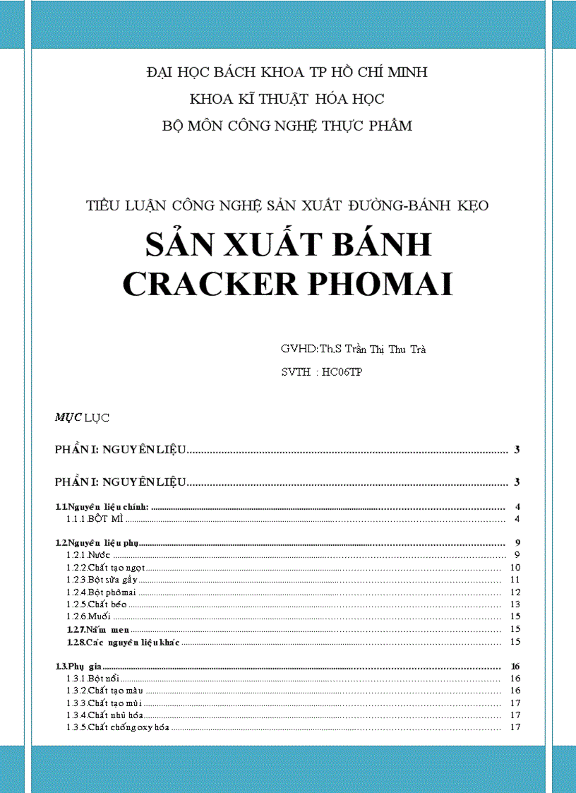 Công nghệ sản xuất bánh cracker phô mai