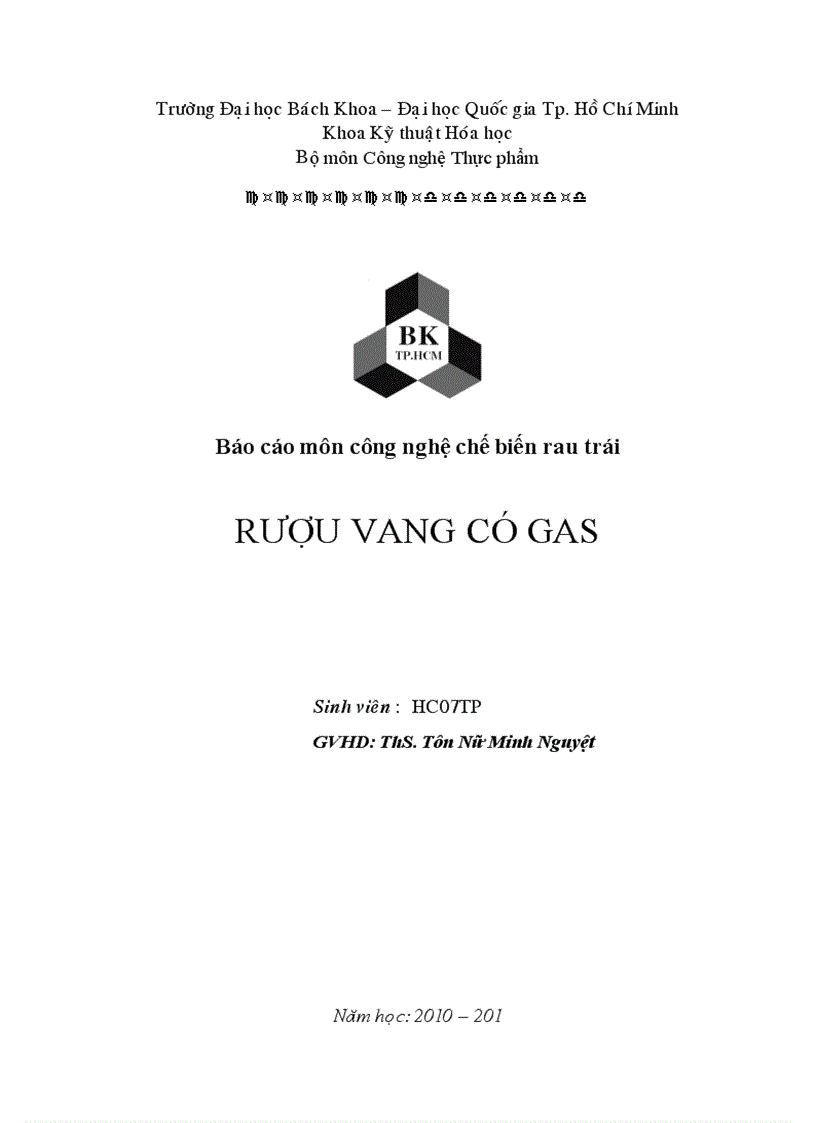 Công nghệ sản xuất rượu vang có gas và các sản phẩm