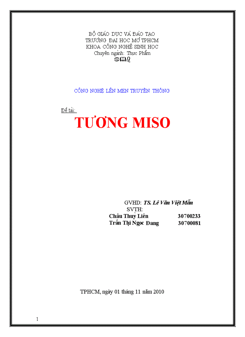 Công nghệ lên men truyền thống nước tương MISO