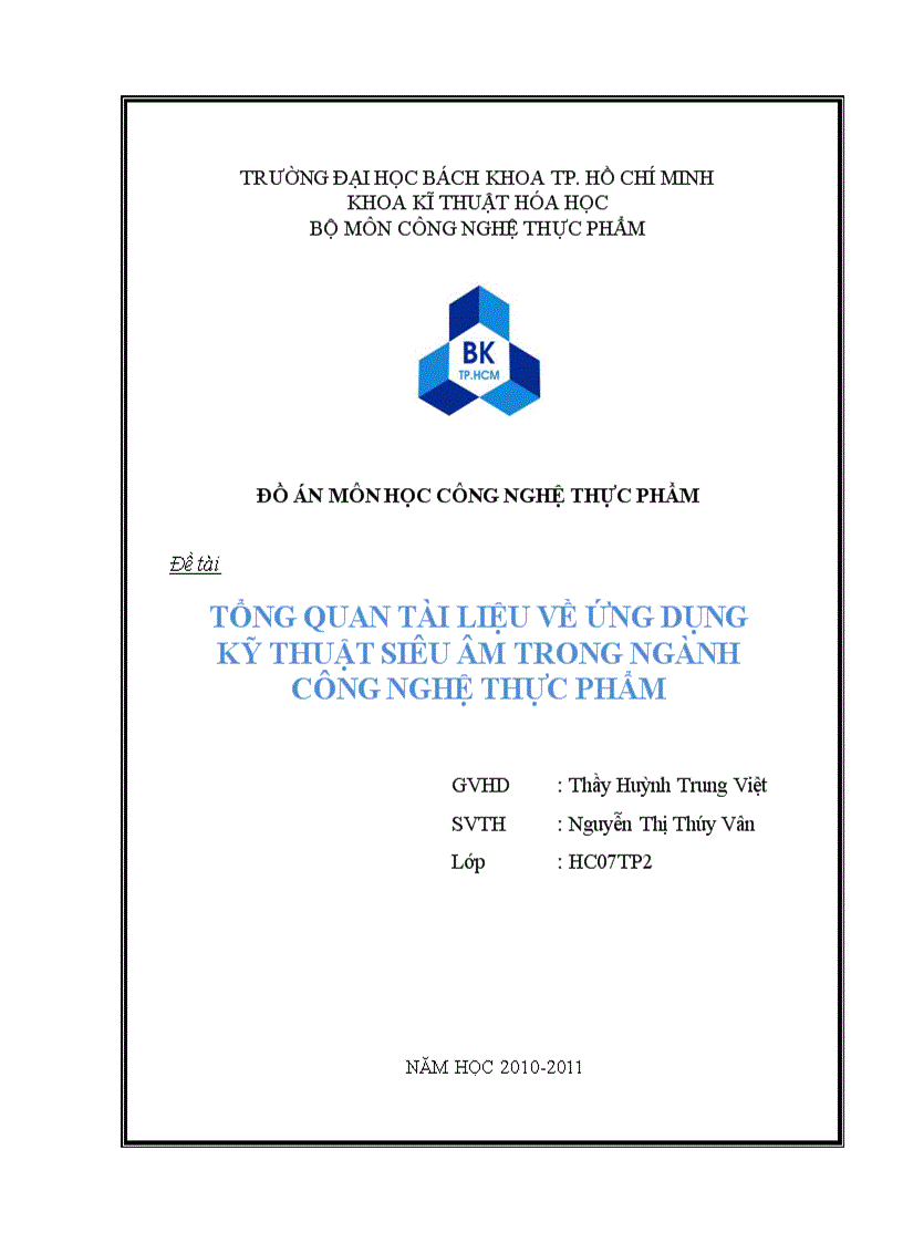 Tìm hiểu về ứng dụng kỹ thuật siêu âm trong ngành công nghệ thực phẩm