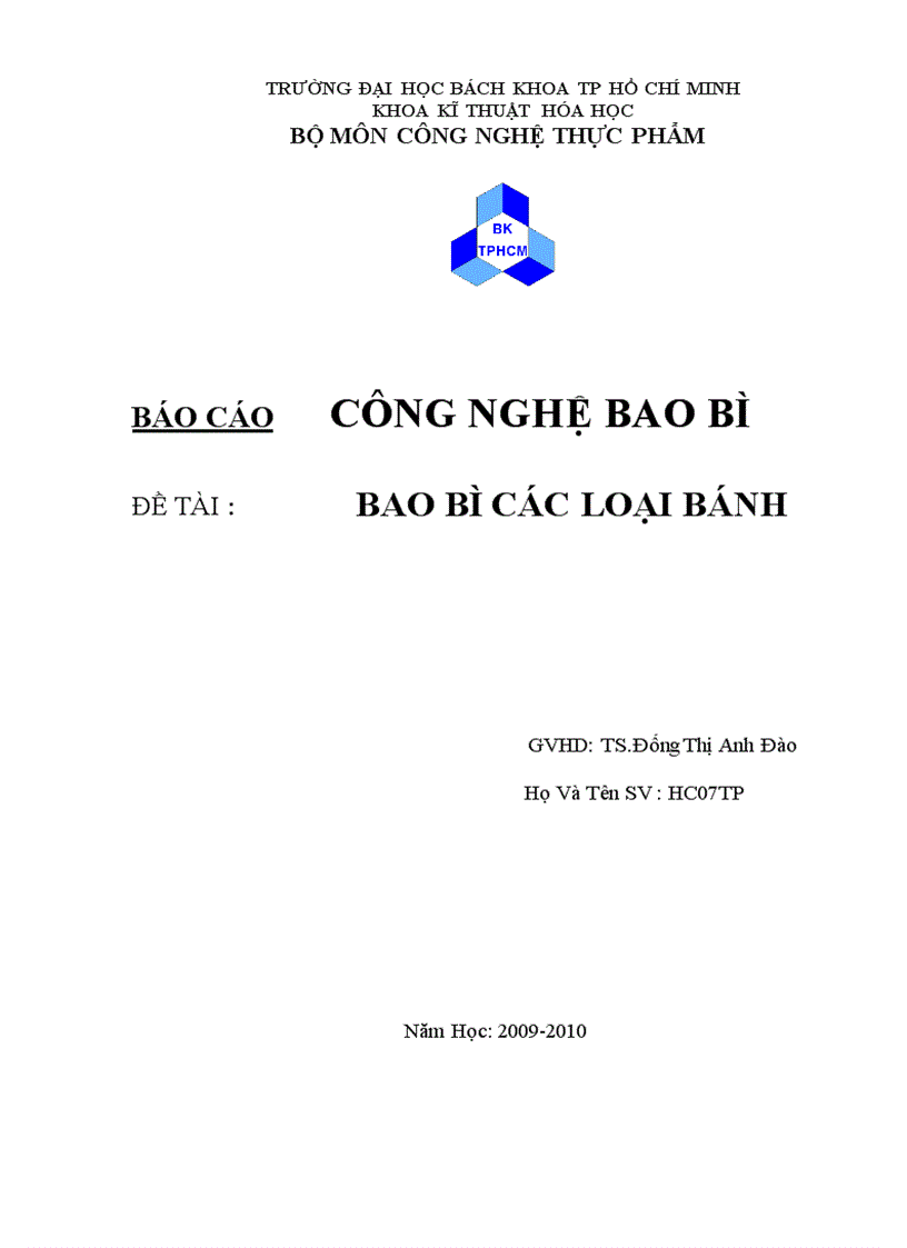 Bao bì cho các loại bánh