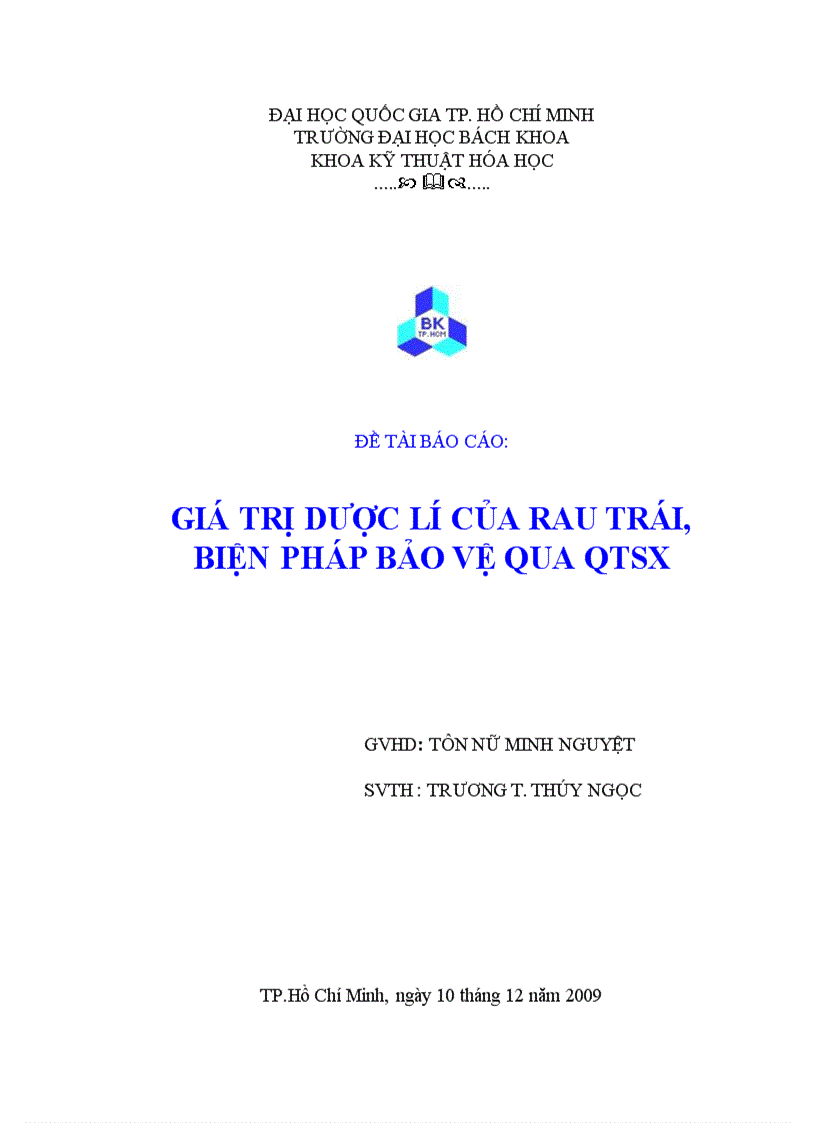 Giá trị dược lý của rau trái