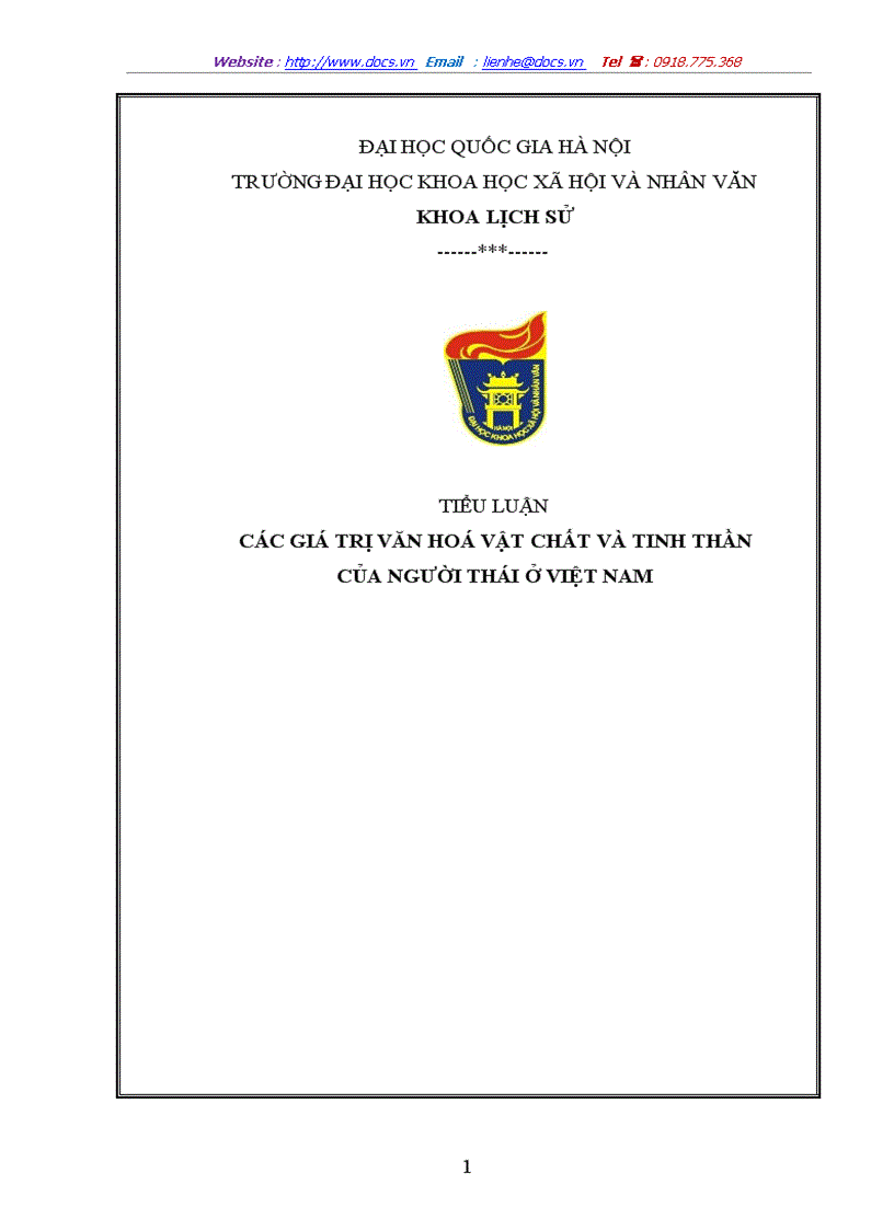 Các giá trị văn hoá vật chất và tinh thần của người thái ở việt nam