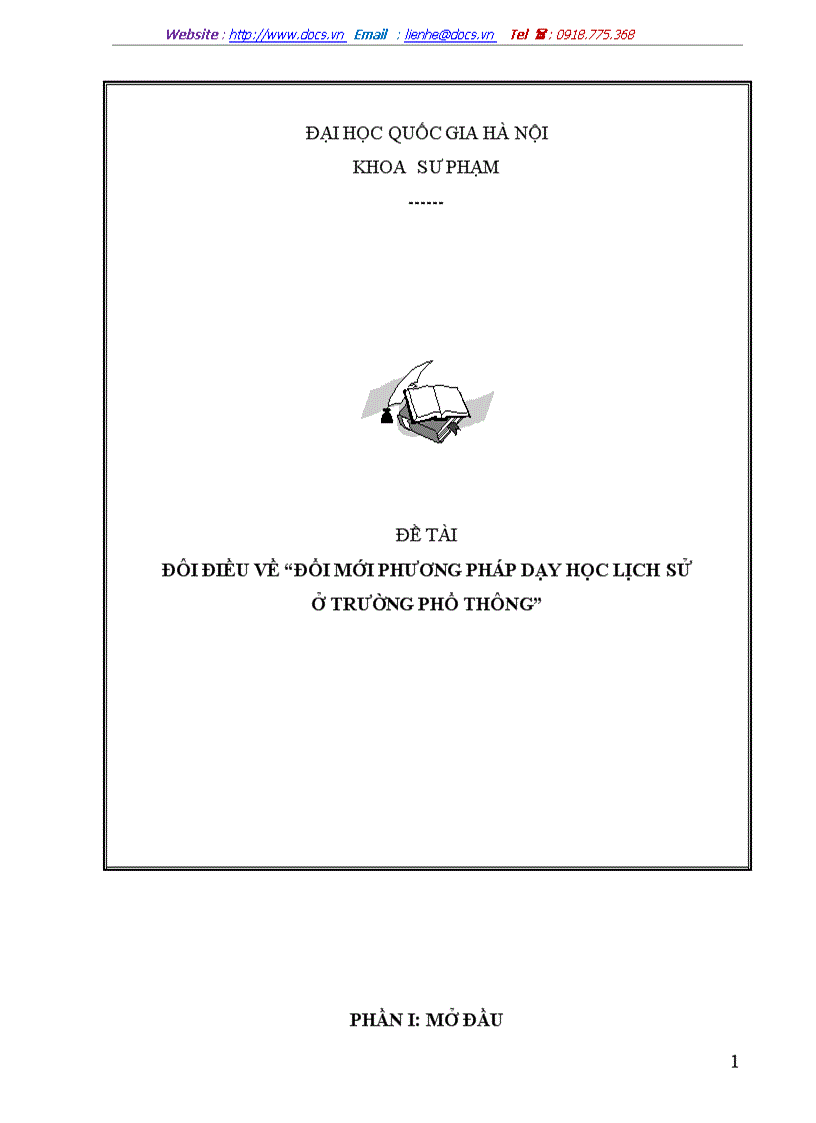 Đôi điều về đổi mới phương pháp dạy học lịch sử ở trường phổ thông