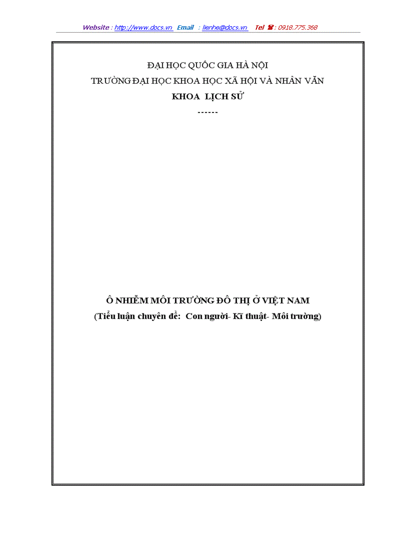 Ônhiễm môi trường đô thị ở việt nam