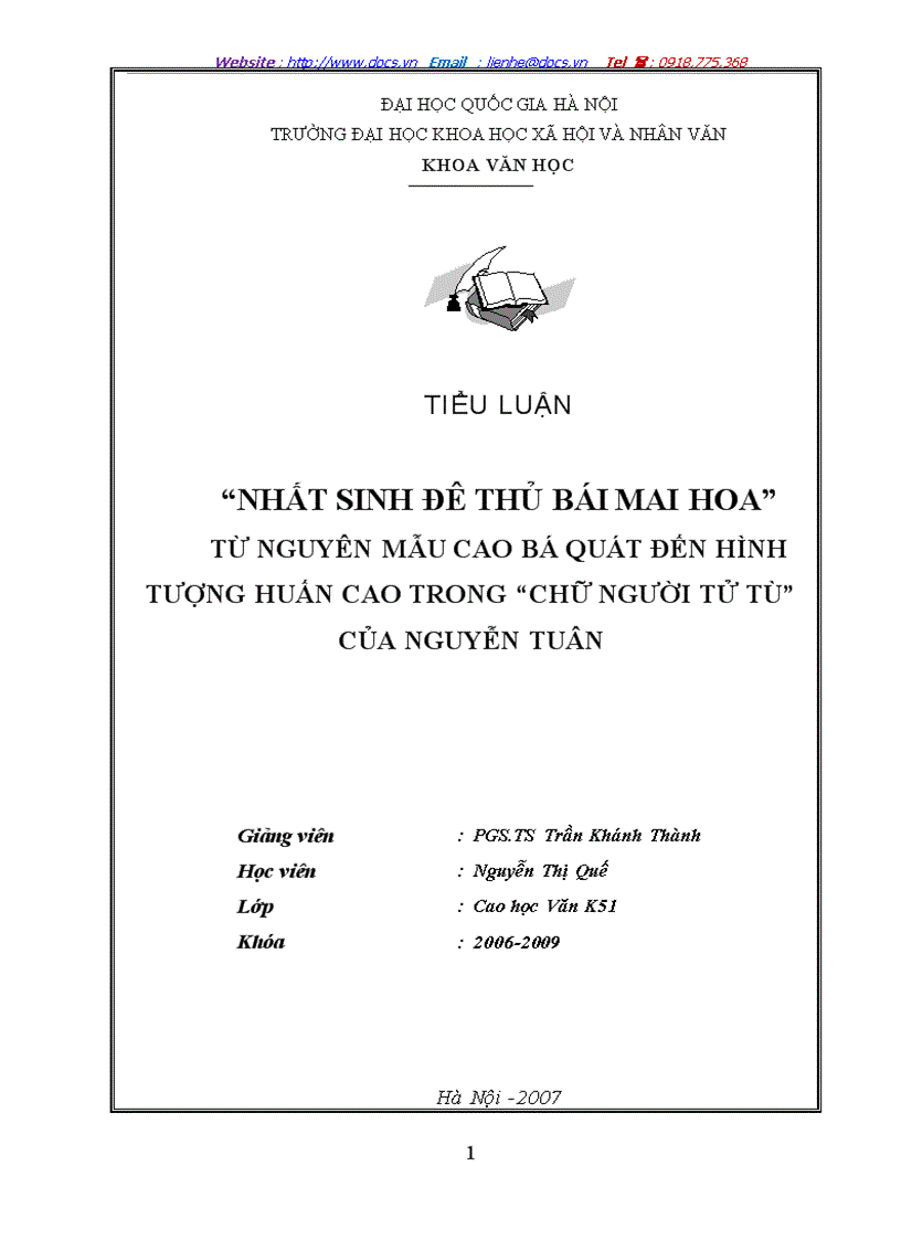 Nhất sinh đê thủ bái mai hoa Từ nguyên mẫu Cao Bá Quát tới hình tượng Huấn Cao trong Chữ người tử tù của Nguyễn Tuân