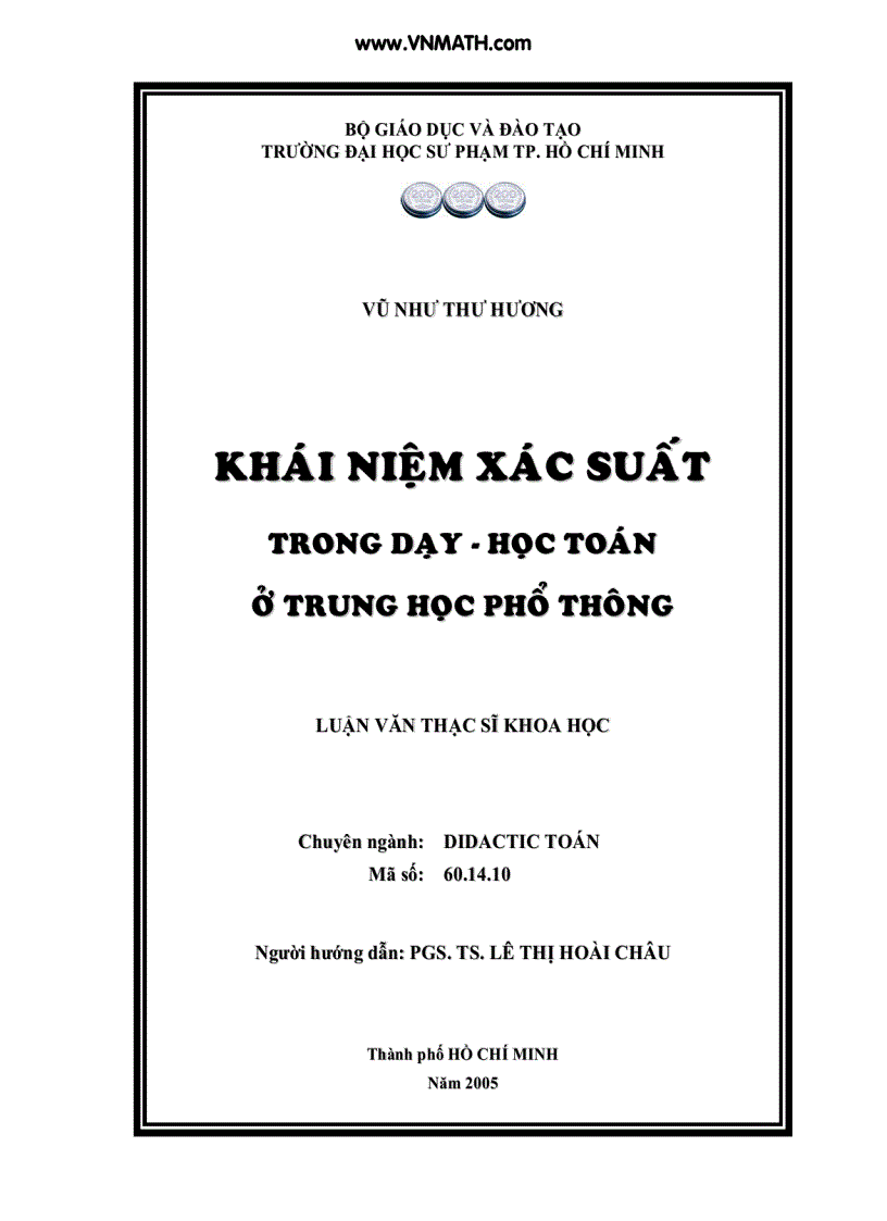 Khái niệm xác suất trong dạy học toán ở trường THPT