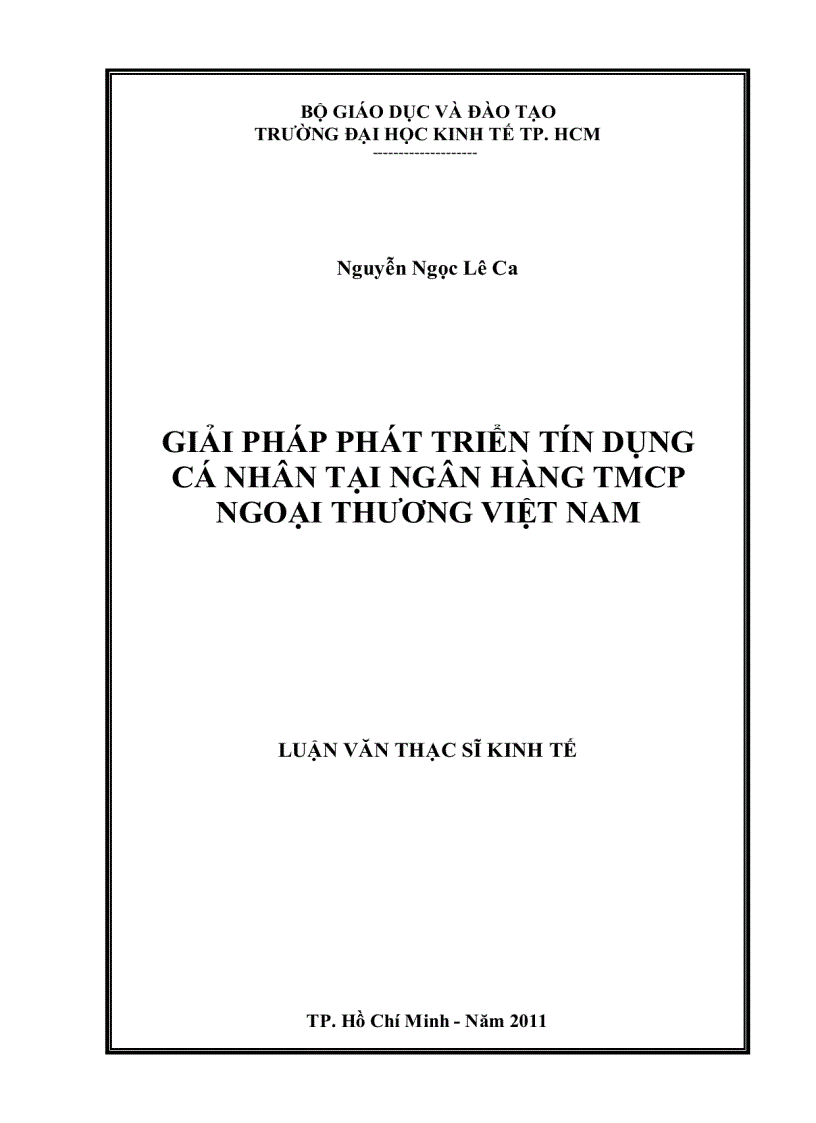 Giải pháp phát triển tín dụng cá nhân tại ngân hàng tmcp ngoại thương việt nam