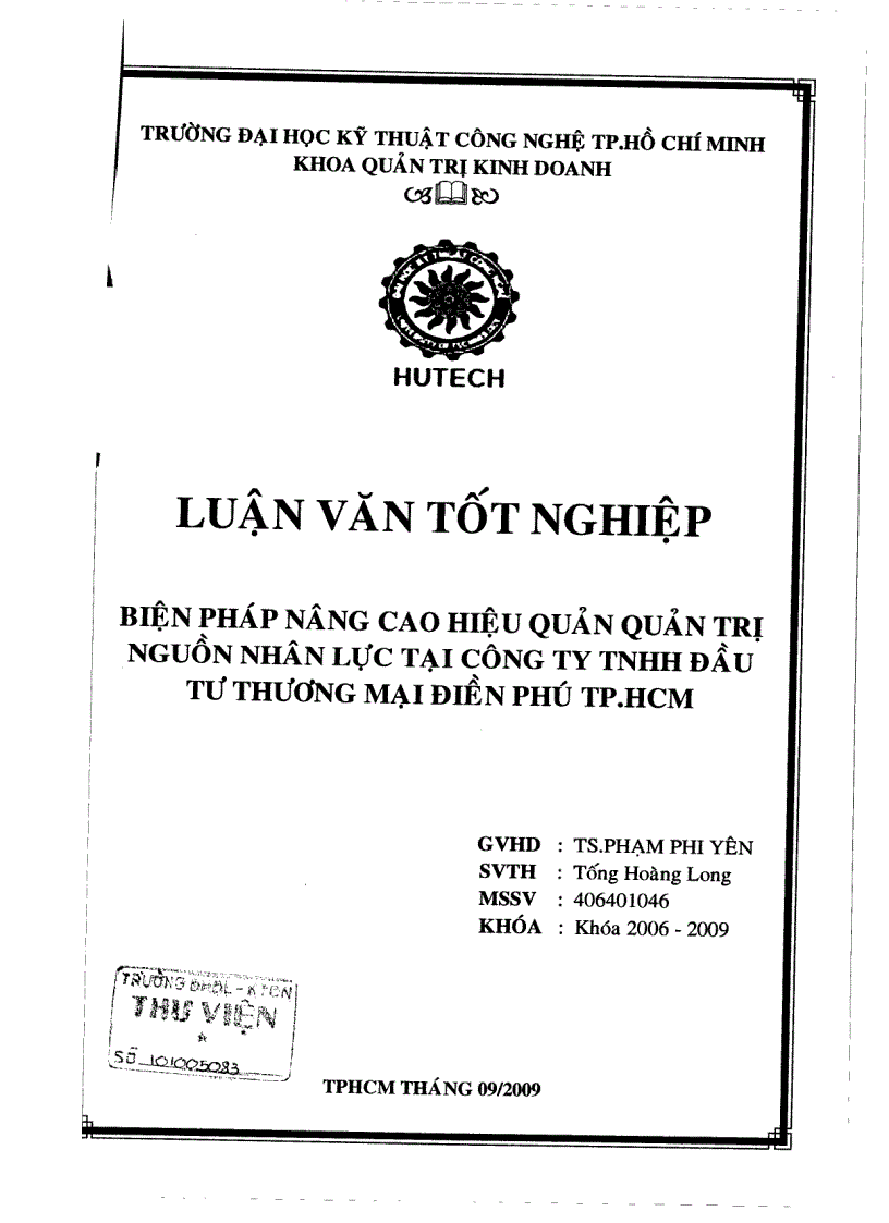 Biện pháp nâng cao hiệu quả quản trị nguồn nhân lực tại công ty TNHH đầu tư thương mại Đền Phú TP HCM