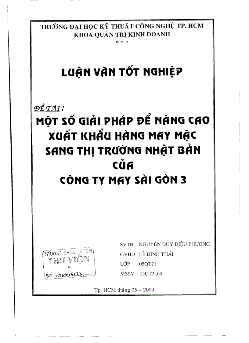 Một số giải pháp để nâng cao xuất khẩu hàng may mặc sang thị trường Nhật Bản của công ty may Sài Gòn 3