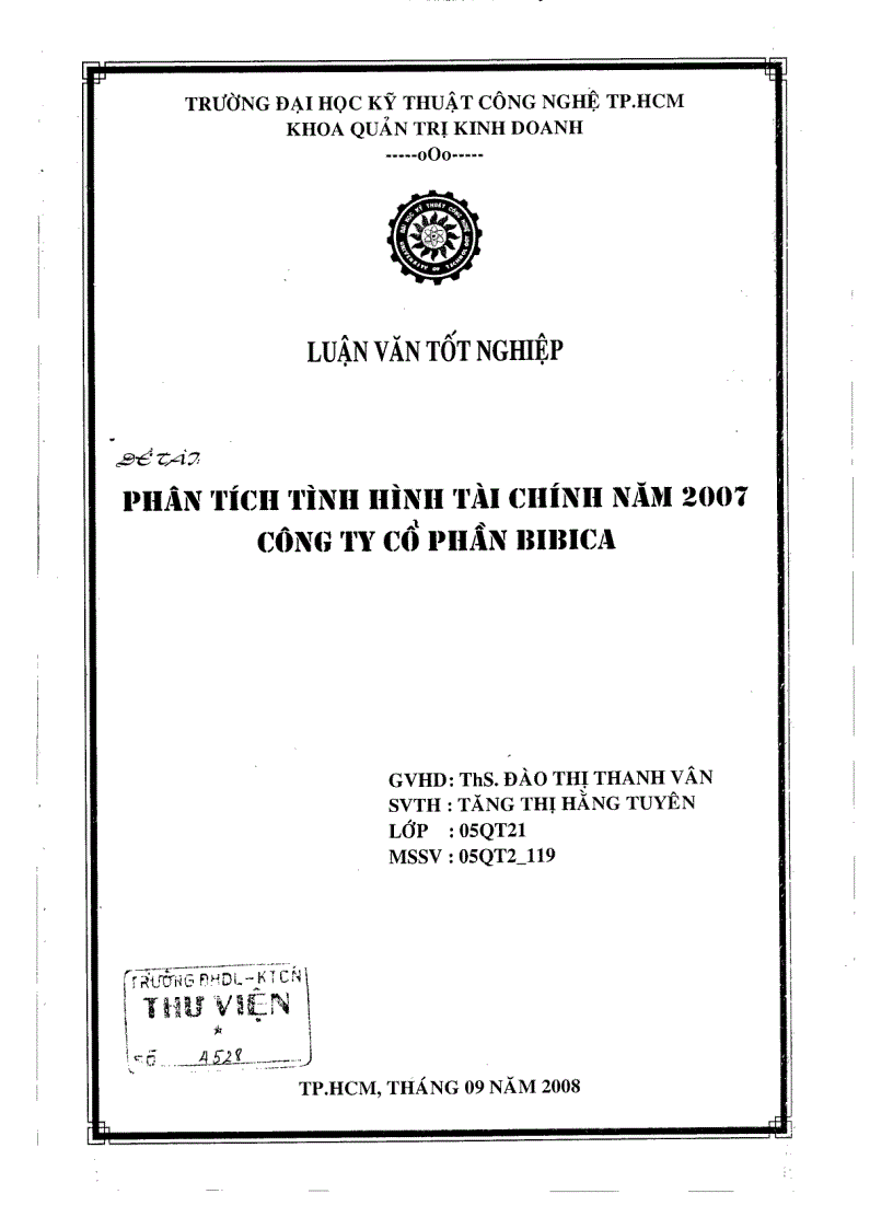 Phân tích tình hình tài chính năm 2007 công ty cổ phần Bibica