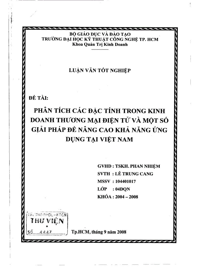 Phân tích các đặc tính trong kinh doanh thương mại điện tử và một số giải pháp để nâng cao khả năng ứng dụng tại Việt Nam