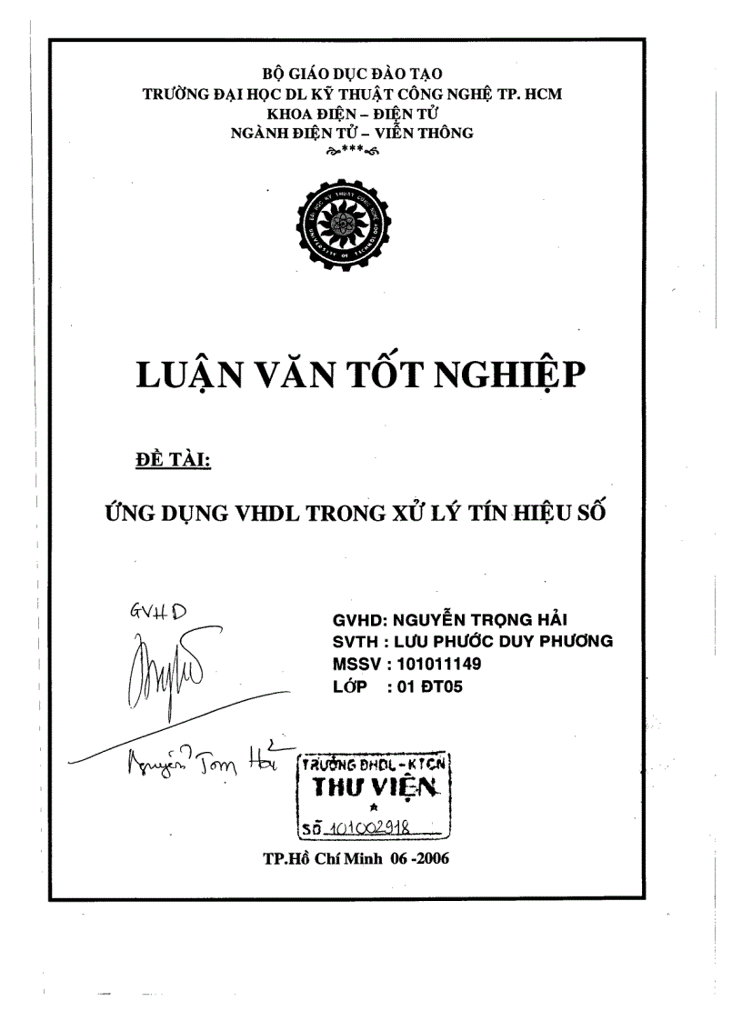 Ứng dụng VHDL trong xử lý tín hiệu số