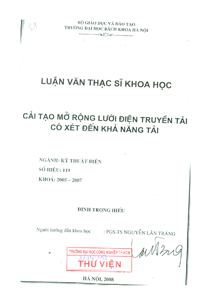 Cải tạo mở rộng lưới điện truyền tải có xét đến khả năng tải