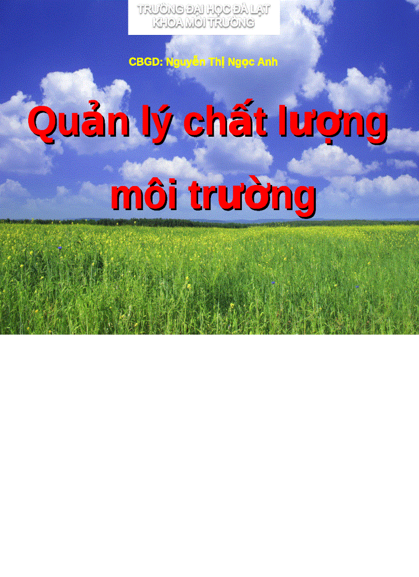 Quản lý chất lượng môi trường