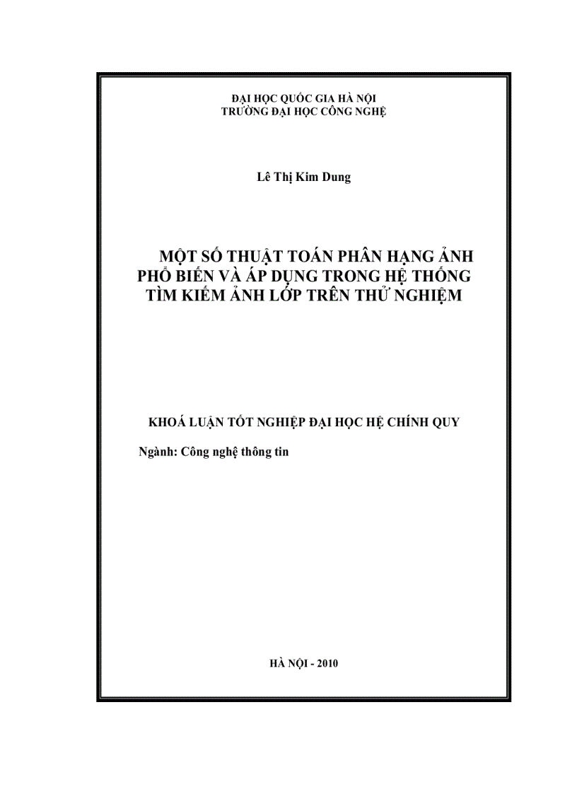 Một số thuật toán phân hạng ảnh phổ biến và áp dụng trong hệ thống tìm kiếm ảnh lớp trên thử nghiệm