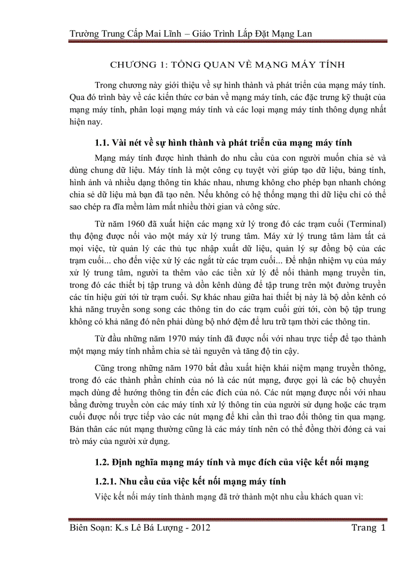 Tài liệu LẮP ĐẶT MẠNG LAN