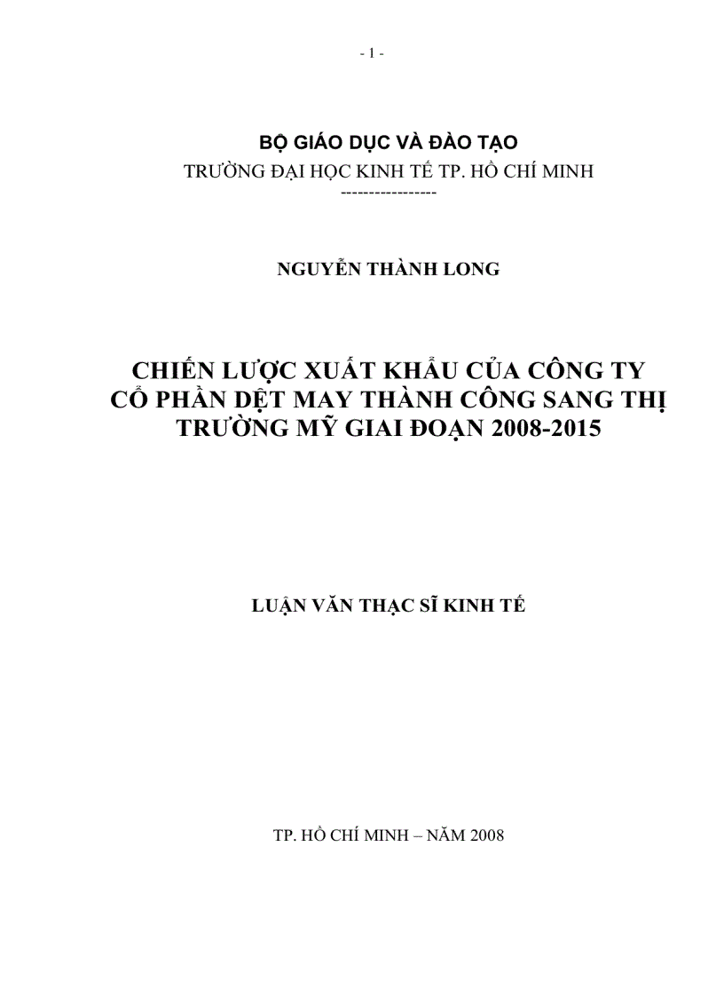 Chiến lược xuất khẩu của công ty cổ phần dệt may thành công sang thị trường mỹ giai đoạn 2008 2015