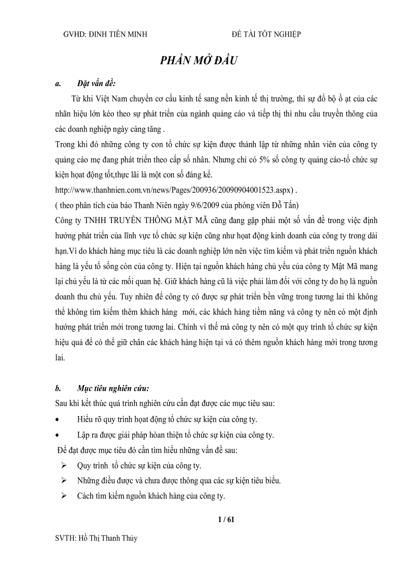 Tổ chức sự kiện và doanh nghiệp