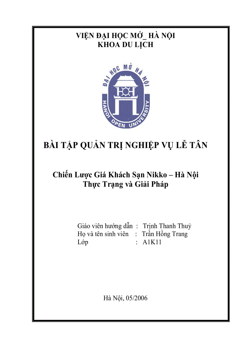 Chiến lược giá khách sạn Nikko