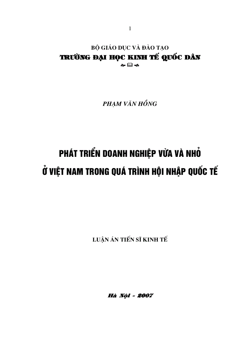 Phát triển doanh nghiệp vừa và nhỏ ở Việt Nam trong quá trình hội nhập quốc tế