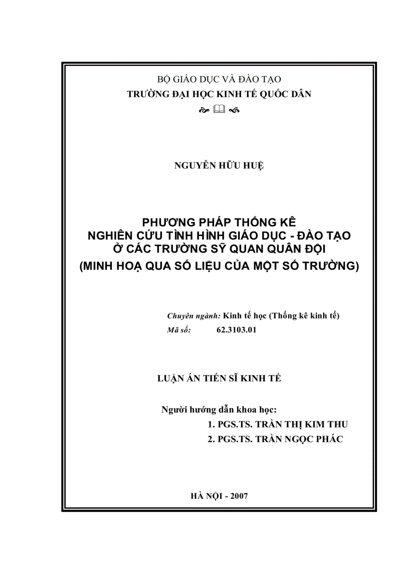 Phương pháp thống kê nghiên cứu tình hình giáo dục đào tạo ở các trường sỹ quan quân đội