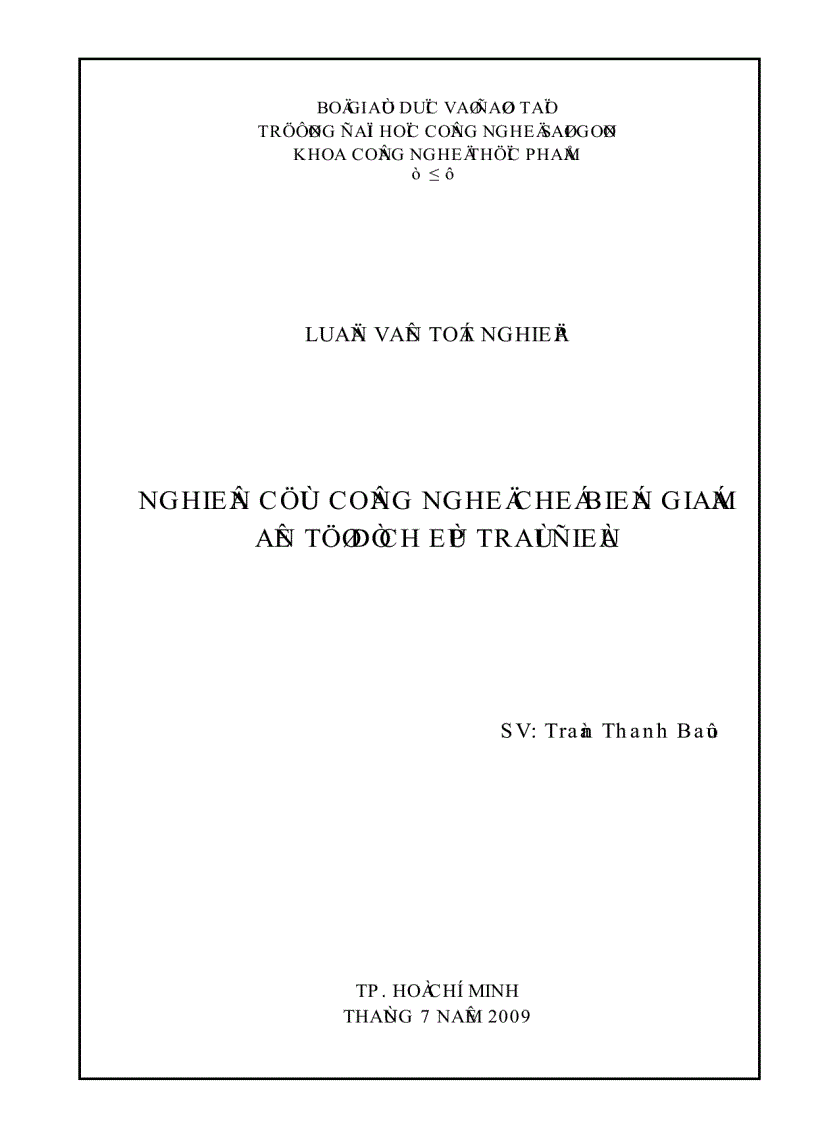 Nghiên cứu công nghệ chế biến giấm ăn từ trái điều