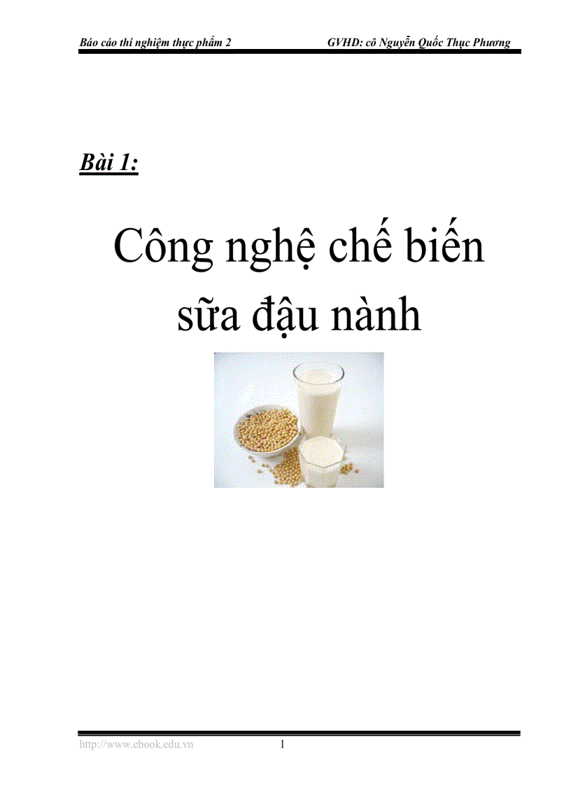 Công nghệ chế biến sữa đậu nành