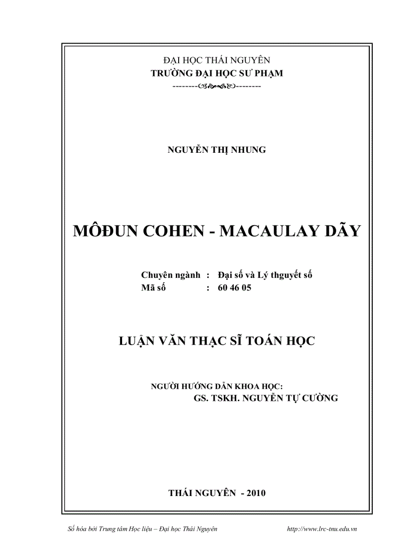 Môđun cohen macaulay dãy