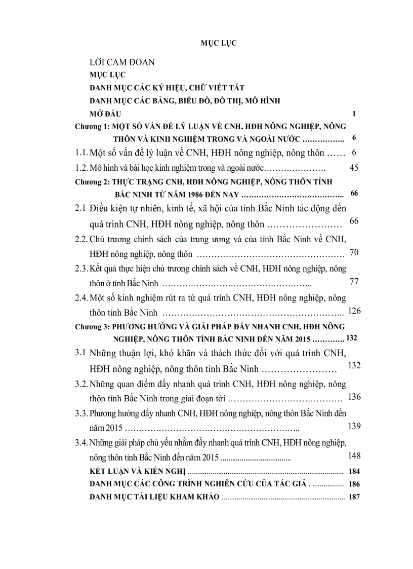 Quá trình công nghiệp hoá hiện đại hoá nông nghiệp nông thôn tỉnh Bắc Ninh từ năm 1986 đến nay thực trạng kinh nghiệm và giải pháp
