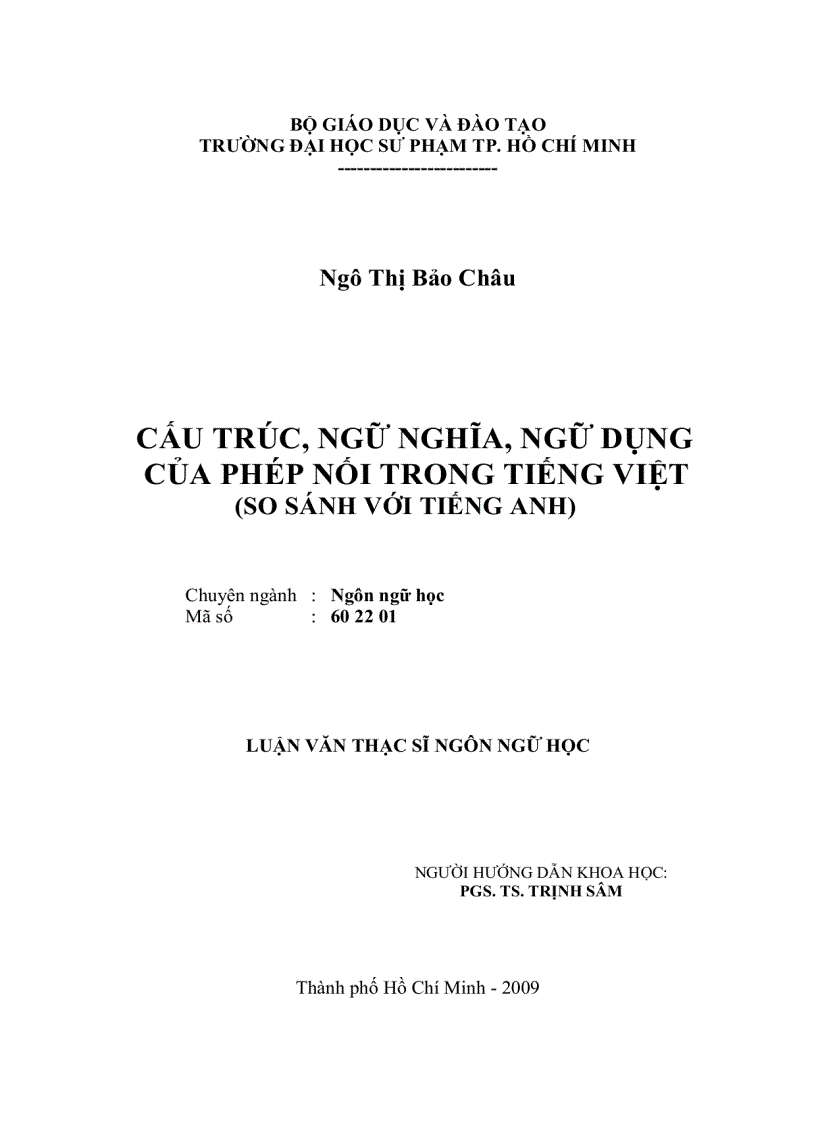 Cấu trúc ngữ nghĩa ngữ dụng của phép nối trong tiếng Việt so sánh với tiếng Anh