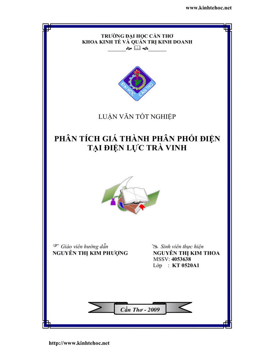 Phân tích giá thành phân phối điện tại điện lực trà vinh