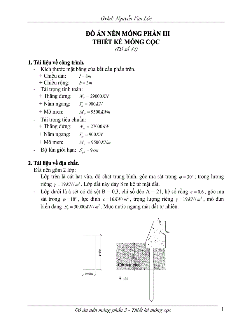 Đồ án nền móng phần 3 thiết kế móng cọc
