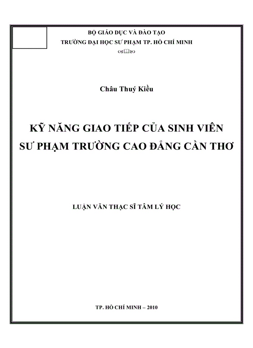 Kỹ năng giao tiếp của sinh viên sư phạm trường Cao Đẳng Cần Thơ