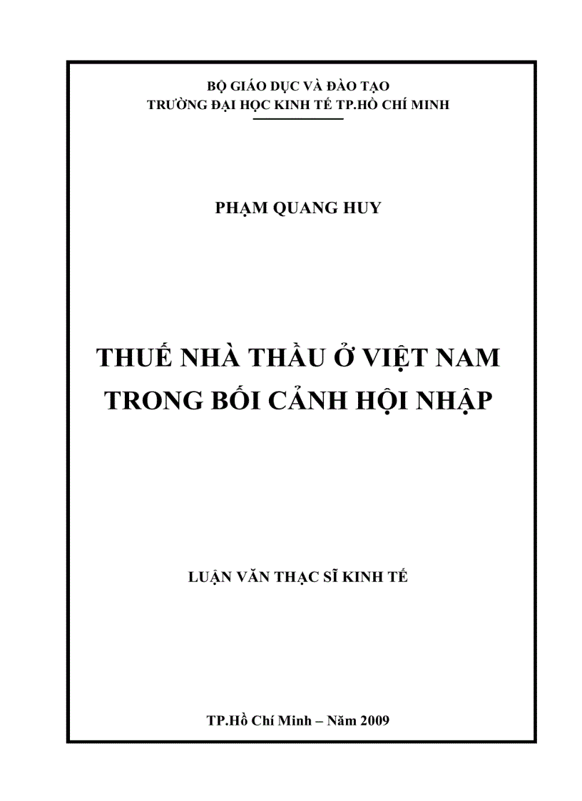 Thuế nhà thầu ở việt nam trong bối cảnh hội nhập