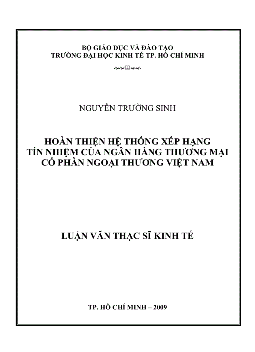 Hoàn thiện hệ thống xếp hạng tín nhiệm của ngân hàng thương mại cổ phần ngoại thương việt nam