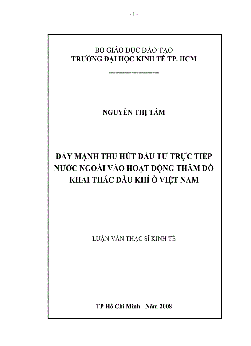 Đẩy mạnh thu hút đầu tư trực tiếp nước ngoài vào hoạt động thăm dò khai thác dầu khí ở việt nam