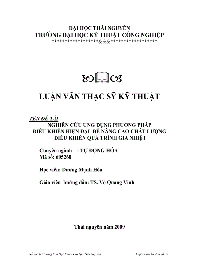 Nghiên cứu ứng dụng phương pháp điều khiển hiện đại để nâng cao chất lượng điều khiển quá trình gia nhiệt