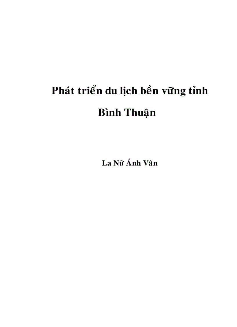 Phát triển du lịch bền vững tỉnh Bình Thuận